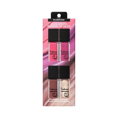 e.l.f. Glow Reviver Plumping Lip Oil Gift Set 4pc - Imperfect Box